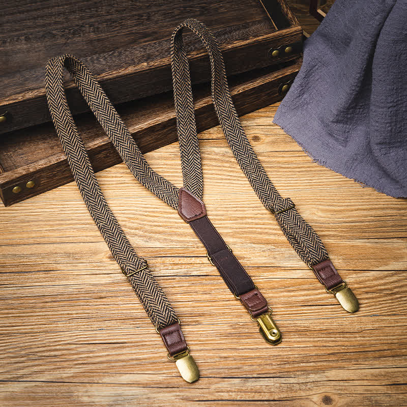 Tirantes elásticos de cuadros escoceses de estilo británico vintage para niños.