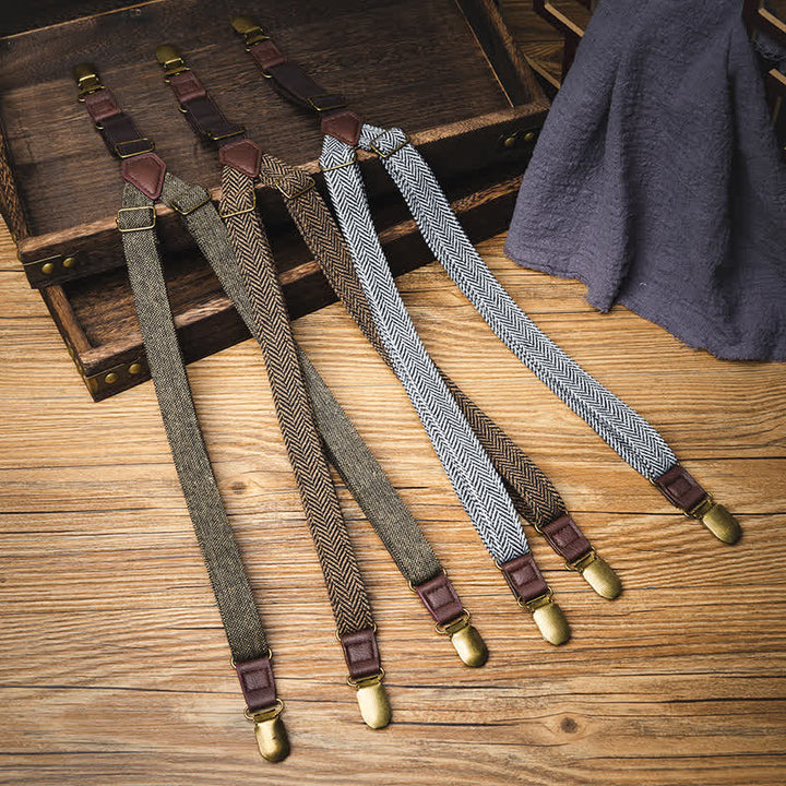 Tirantes elásticos de cuadros escoceses de estilo británico vintage para niños.
