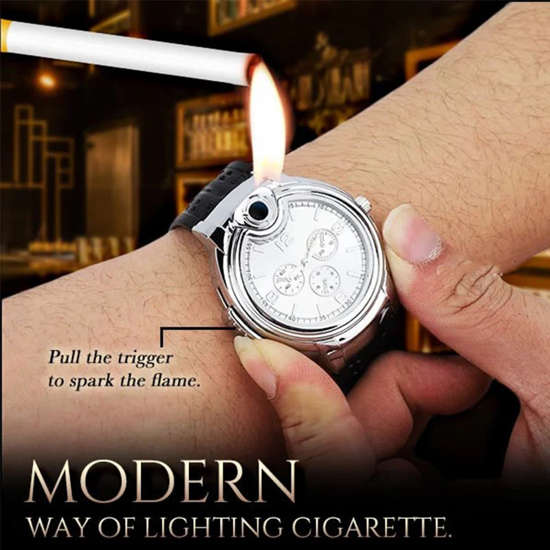 Encendedor de butano recargable de lujo con forma de reloj de pulsera