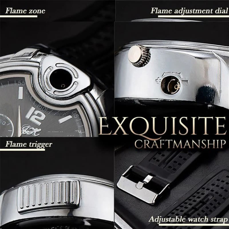 Encendedor de butano recargable de lujo con forma de reloj de pulsera