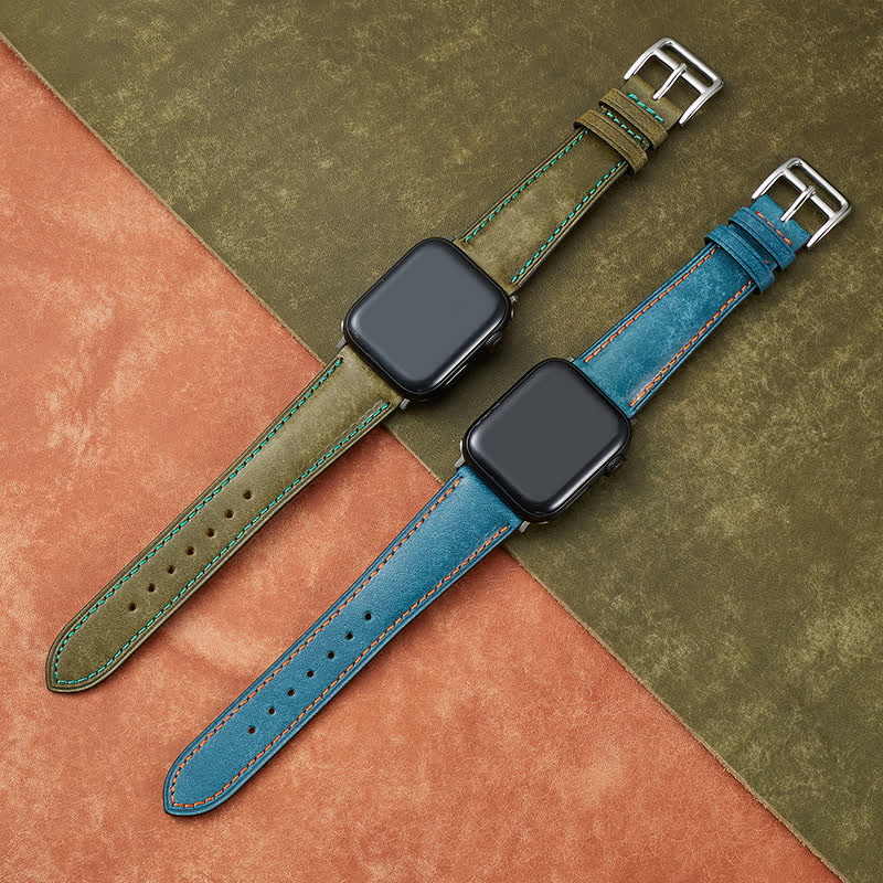 Correa de reloj de cuero genuino real pulido retro