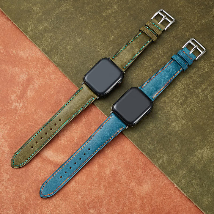 Correa de reloj de cuero genuino real pulido retro