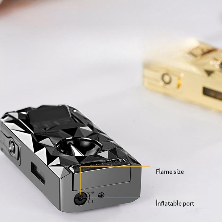 Cortador de puros multifuncional 5 en 1, encendedor de butano recargable con diamantes