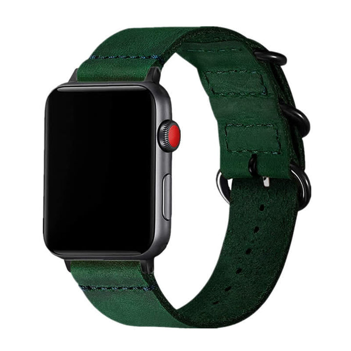 Correa de reloj de cuero genuino con tres anillos única