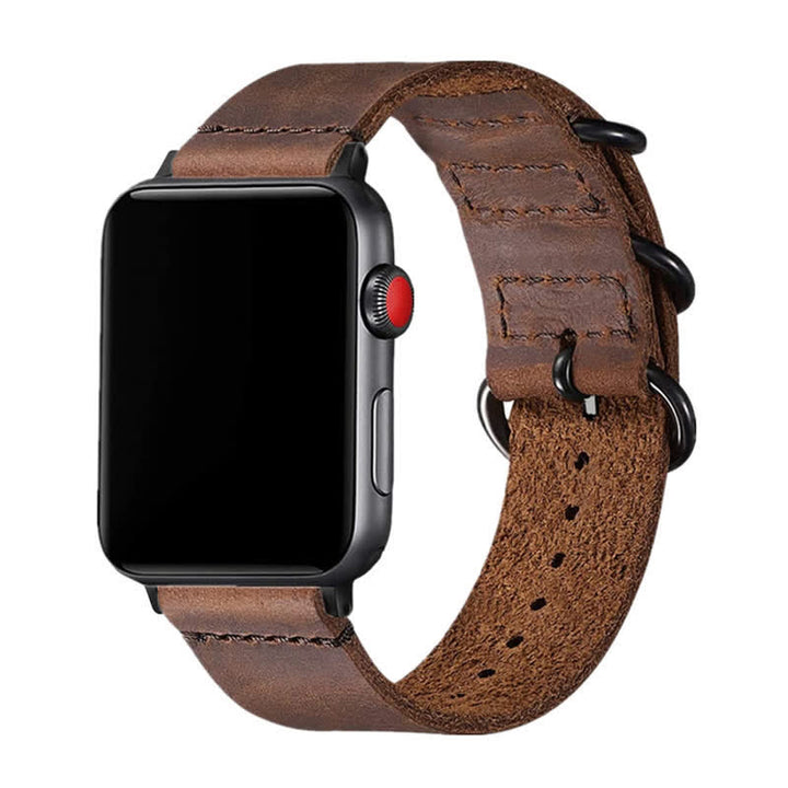 Correa de reloj de cuero genuino con tres anillos única