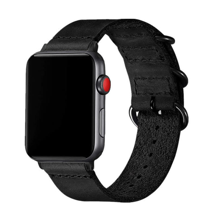 Correa de reloj de cuero genuino con tres anillos única