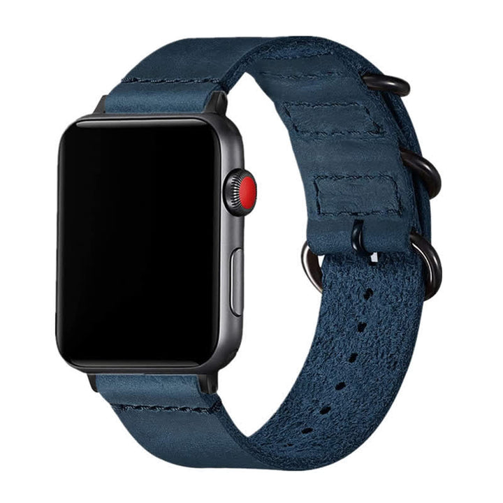 Correa de reloj de cuero genuino con tres anillos única