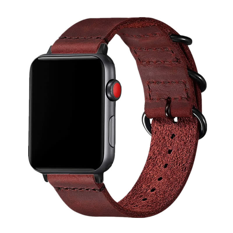 Correa de reloj de cuero genuino con tres anillos única