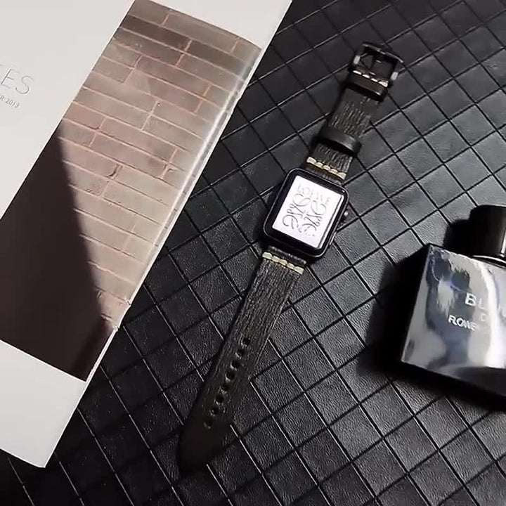 Correa de reloj elegante y sutil de piel auténtica granulada