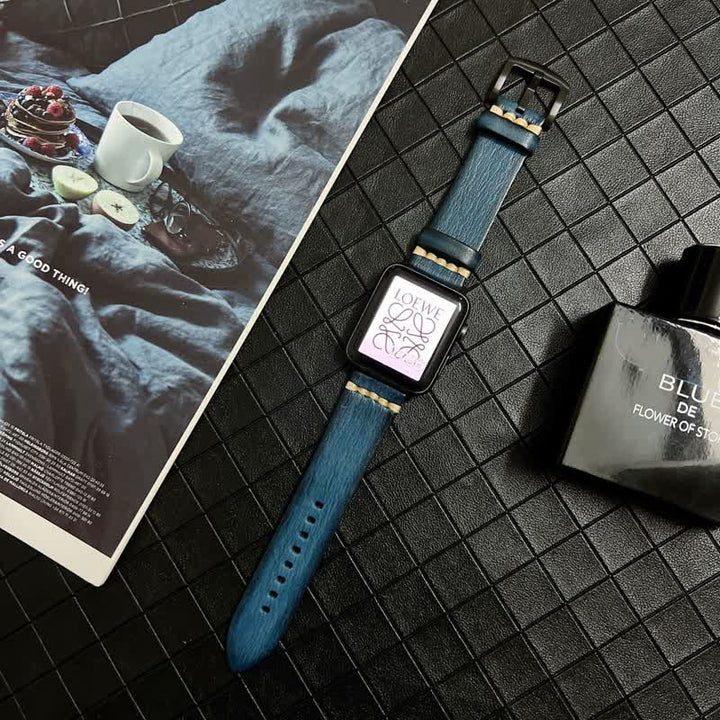 Correa de reloj elegante y sutil de piel auténtica granulada