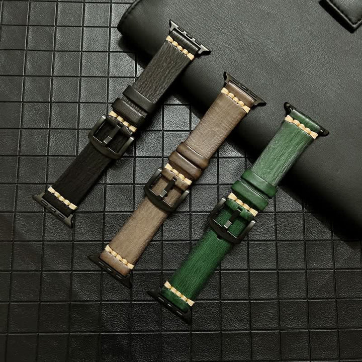 Correa de reloj elegante y sutil de piel auténtica granulada