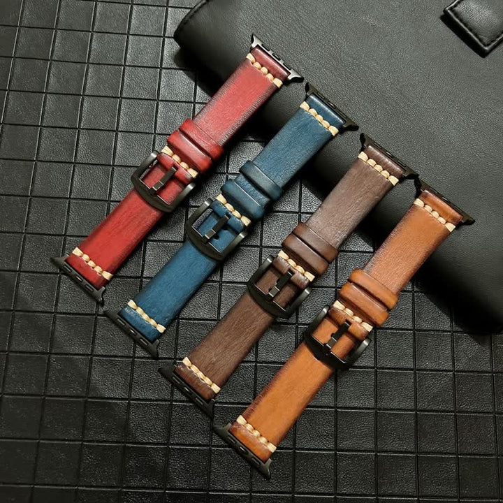 Correa de reloj elegante y sutil de piel auténtica granulada