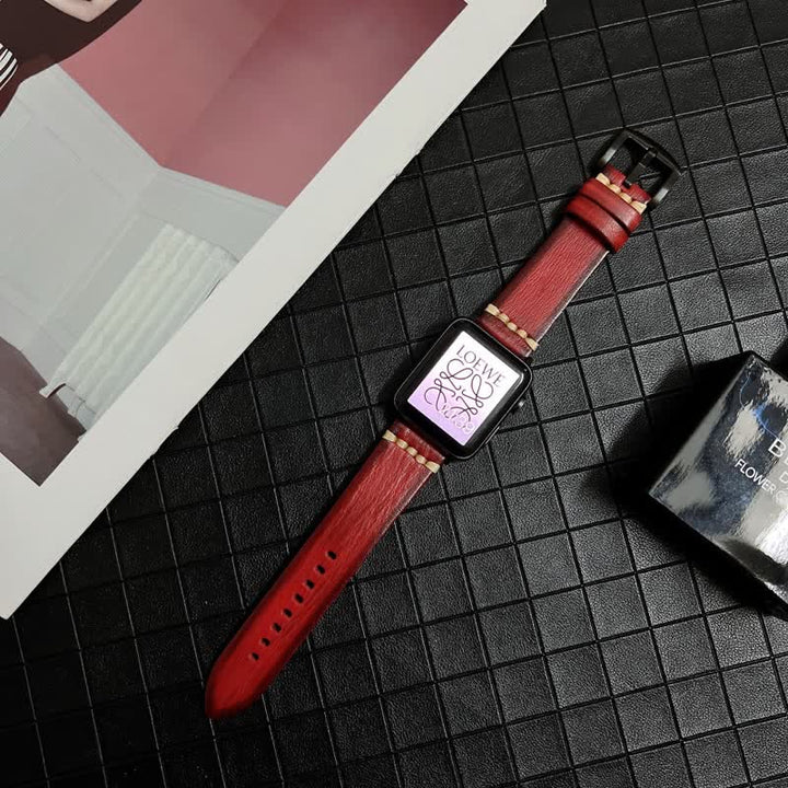 Correa de reloj elegante y sutil de piel auténtica granulada