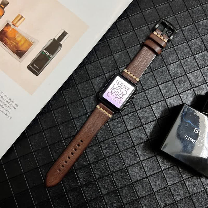 Correa de reloj elegante y sutil de piel auténtica granulada