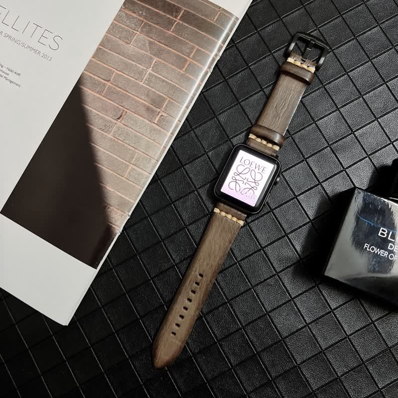 Correa de reloj elegante y sutil de piel auténtica granulada