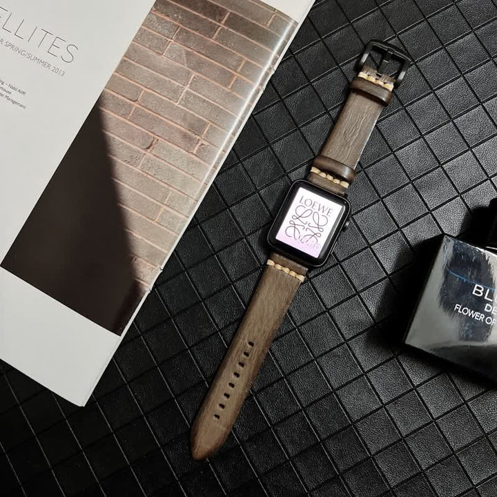 Correa de reloj elegante y sutil de piel auténtica granulada