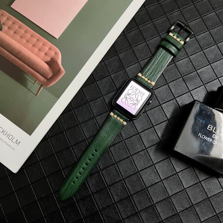 Correa de reloj elegante y sutil de piel auténtica granulada