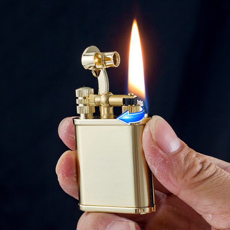 Encendedor de queroseno recargable con brazo elevador, estilo antiguo, 2 en 1, con cerillas permanentes
