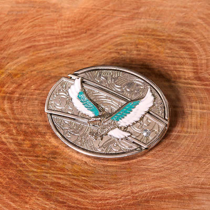 Cinturón de cuero con navaja plegable oculta con águila voladora azul y blanca para hombre (Preventa)