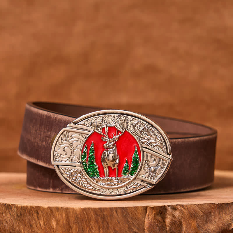Cinturón de cuero con cuchillo plegable oculto de alce de montaña de colores para hombre (preventa)