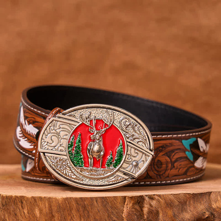 Cinturón de cuero con cuchillo plegable oculto de alce de montaña de colores para hombre (preventa)