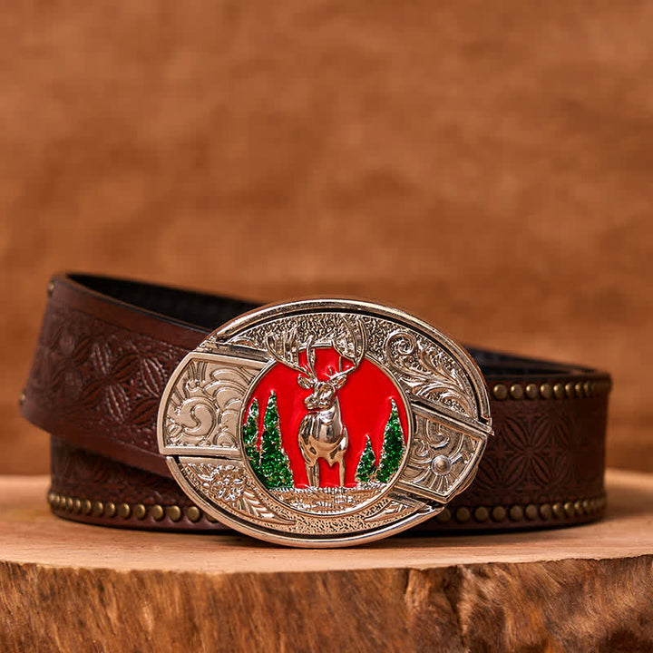 Cinturón de cuero con cuchillo plegable oculto de alce de montaña de colores para hombre (preventa)
