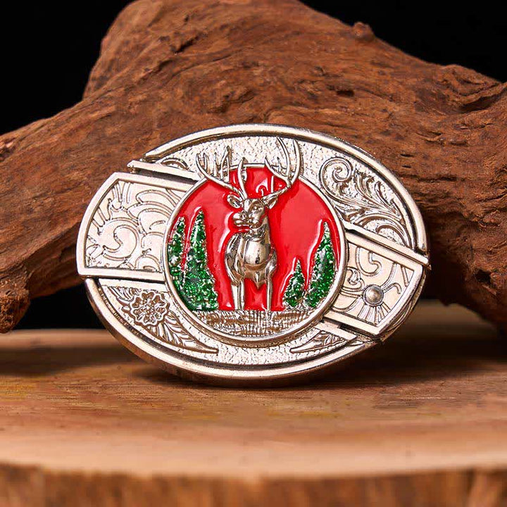 Cinturón de cuero con cuchillo plegable oculto de alce de montaña de colores para hombre (preventa)