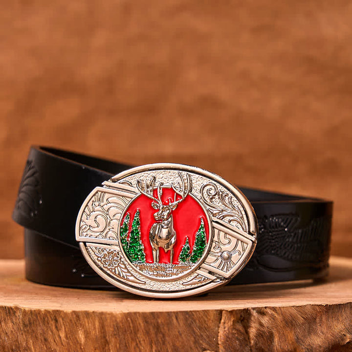 Cinturón de cuero con cuchillo plegable oculto de alce de montaña de colores para hombre (preventa)