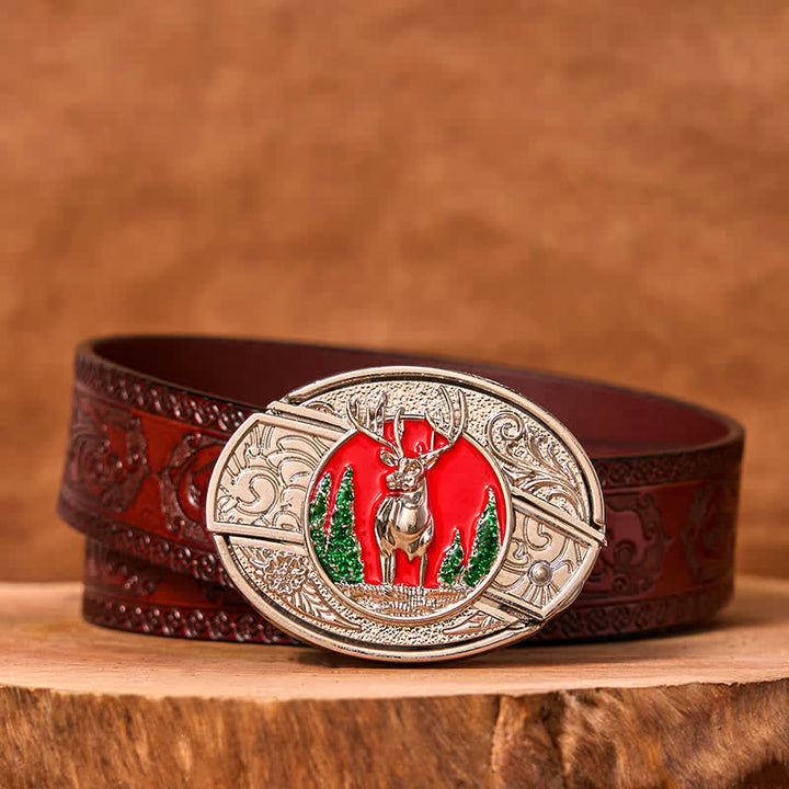 Cinturón de cuero con cuchillo plegable oculto de alce de montaña de colores para hombre (preventa)
