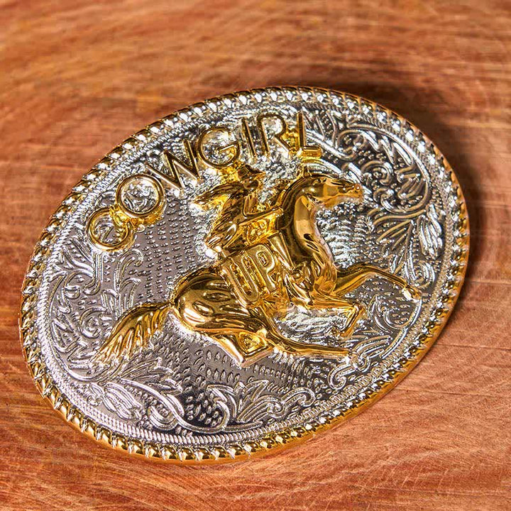 Conjunto de hebilla de cinturón con forma de vaquera occidental con cuchillo oculto, anillo de rosa con giro, bricolaje