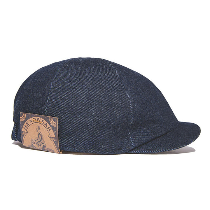 Gorra estilo boina estilo vendedor de periódicos octogonal con ala corta de mezclilla Streeetwear para hombre