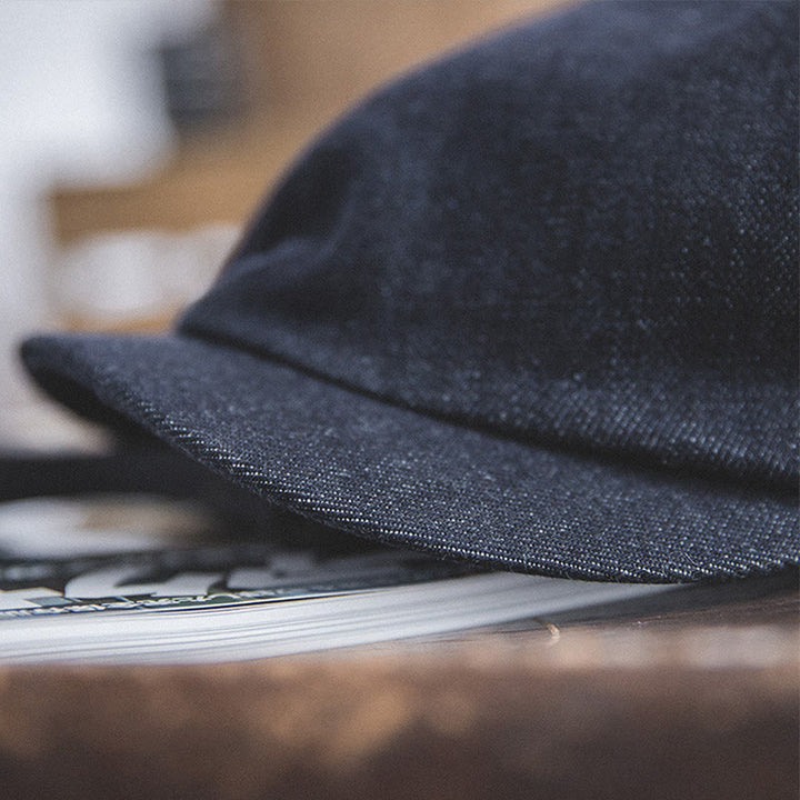 Gorra estilo boina estilo vendedor de periódicos octogonal con ala corta de mezclilla Streeetwear para hombre