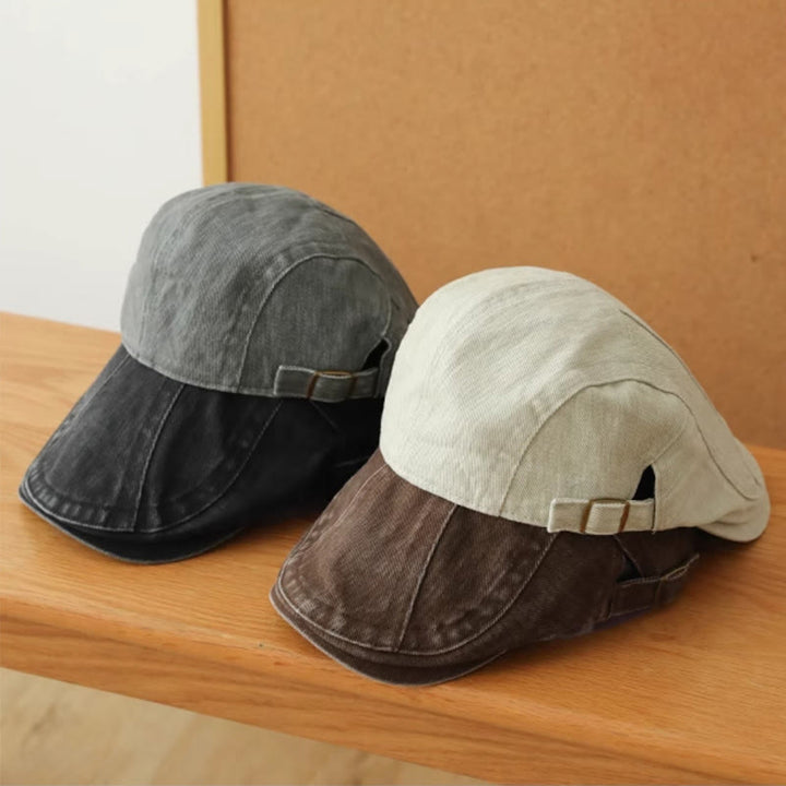 Gorra plana estilo vendedor de periódicos de mezclilla de moda