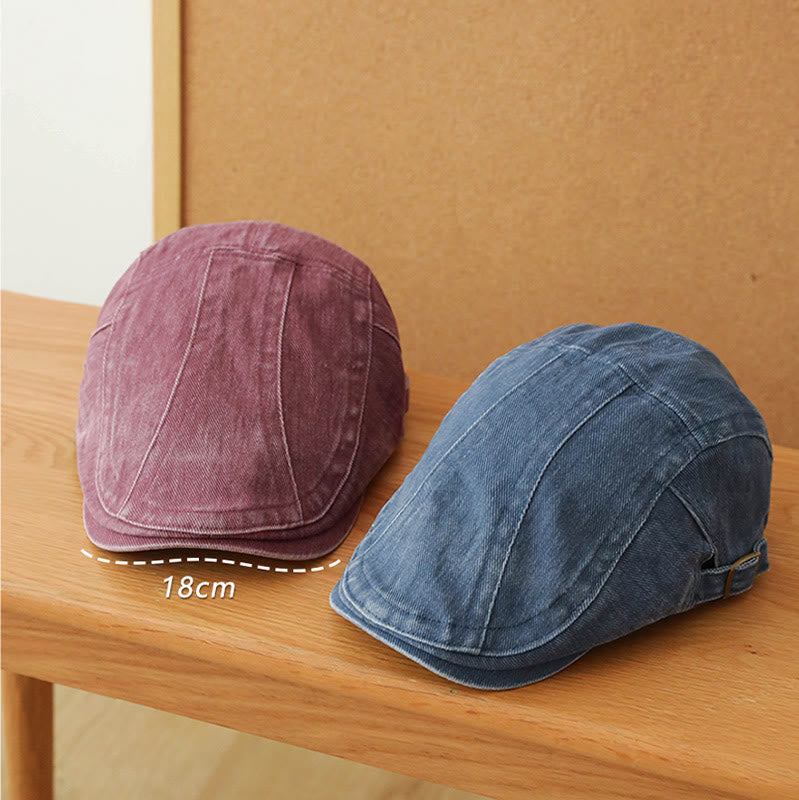 Gorra plana estilo vendedor de periódicos de mezclilla de moda