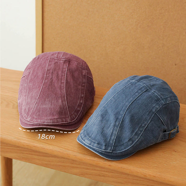 Gorra plana estilo vendedor de periódicos de mezclilla de moda