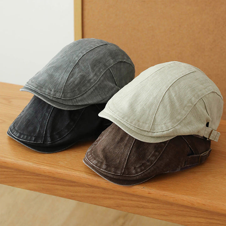 Gorra plana estilo vendedor de periódicos de mezclilla de moda