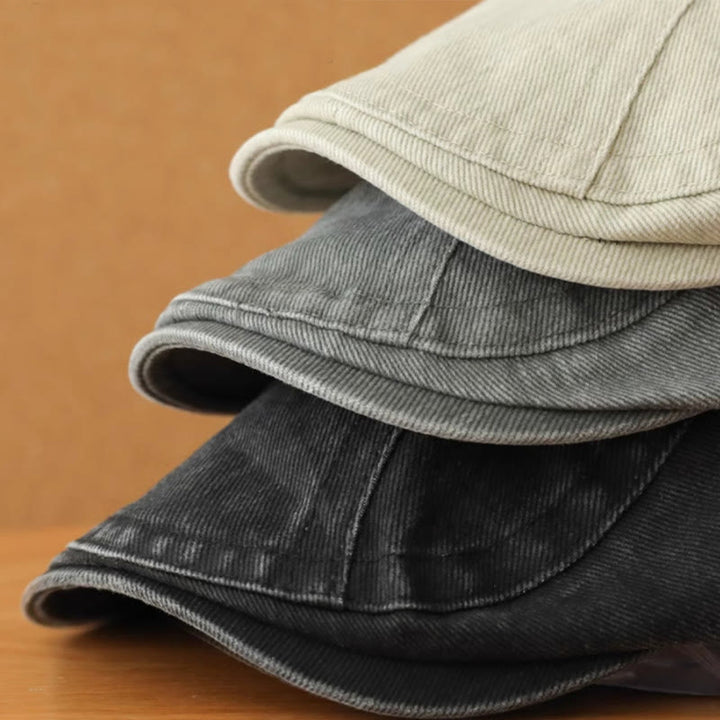 Gorra plana estilo vendedor de periódicos de mezclilla de moda