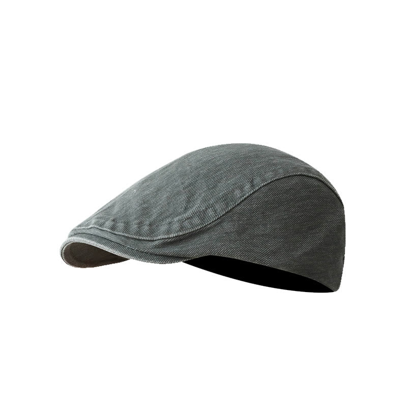 Gorra plana estilo vendedor de periódicos de mezclilla lavada a la moda
