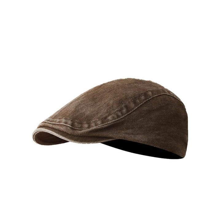 Gorra plana estilo vendedor de periódicos de mezclilla lavada a la moda