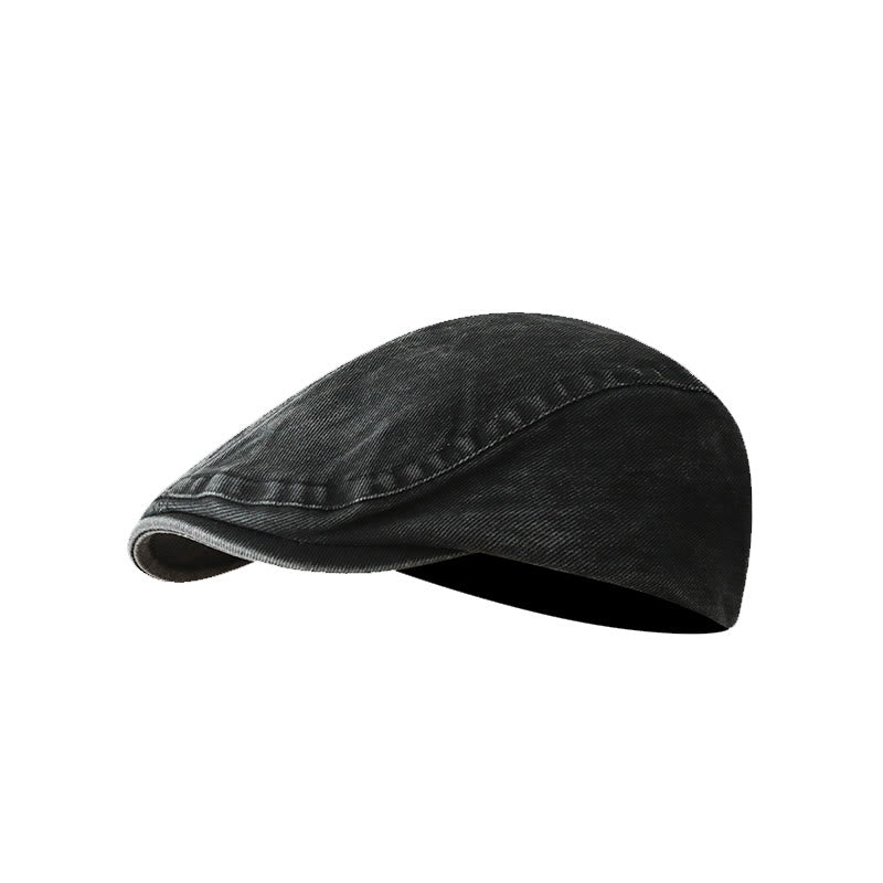 Gorra plana estilo vendedor de periódicos de mezclilla lavada a la moda