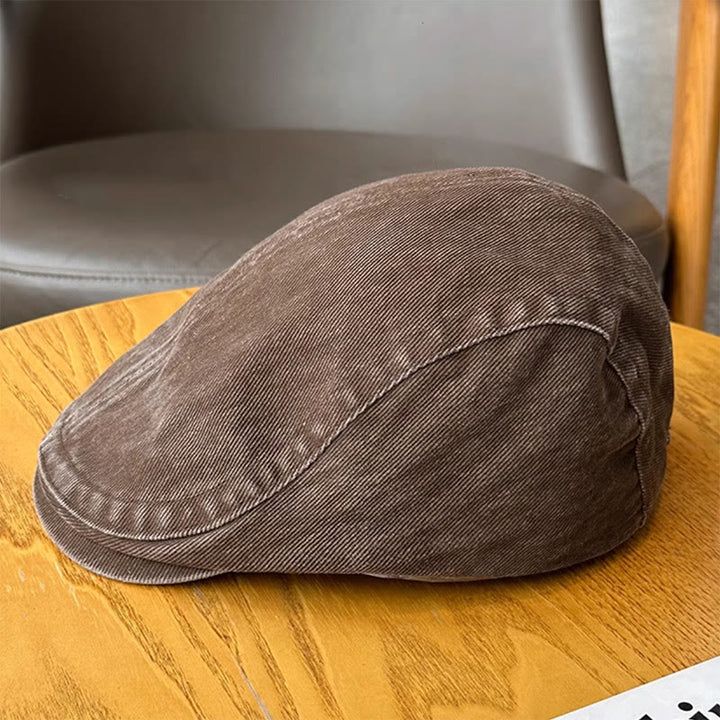 Gorra plana estilo vendedor de periódicos de mezclilla lavada a la moda