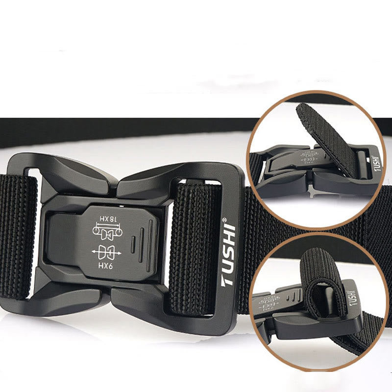 Cinturón táctico para exteriores para hombre con cintura elástica de liberación rápida