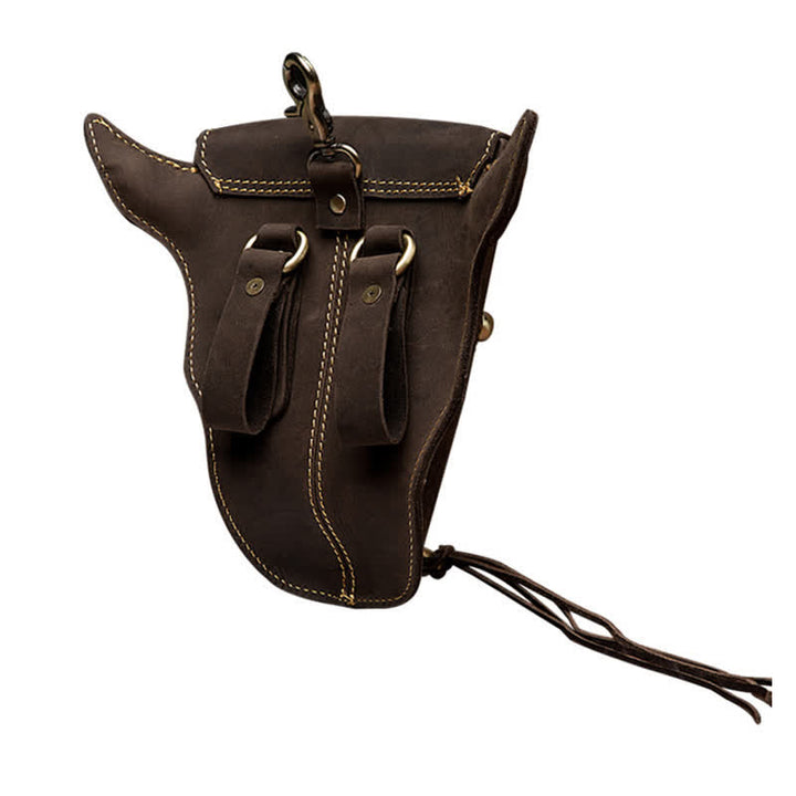 Riñonera con cabeza de vaca de cuero genuino de Caballo Loco