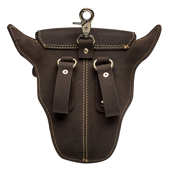 Riñonera con cabeza de vaca de cuero genuino de Caballo Loco