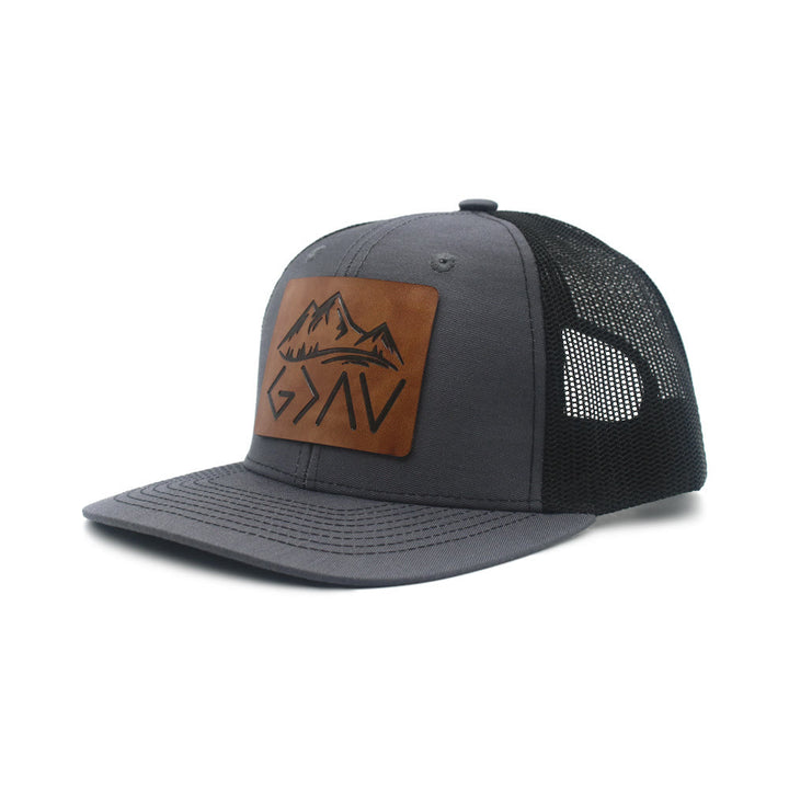 Gorra de camionero ajustable "Dios es más grande que los altibajos"
