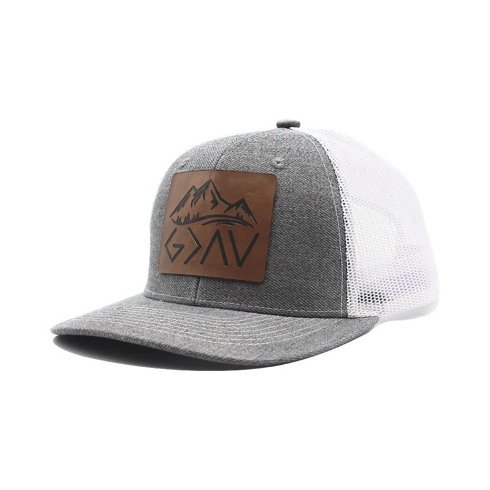 Gorra de camionero ajustable "Dios es más grande que los altibajos"