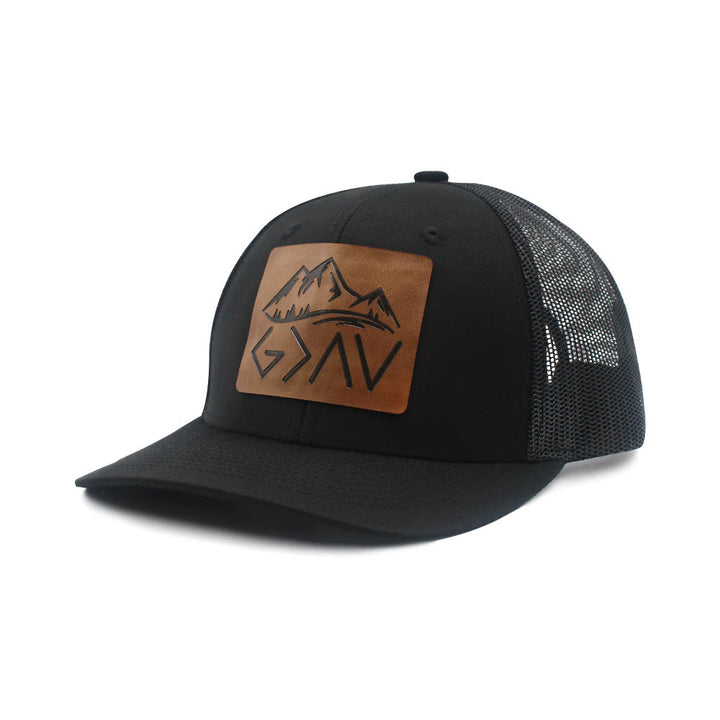Gorra de camionero ajustable "Dios es más grande que los altibajos"