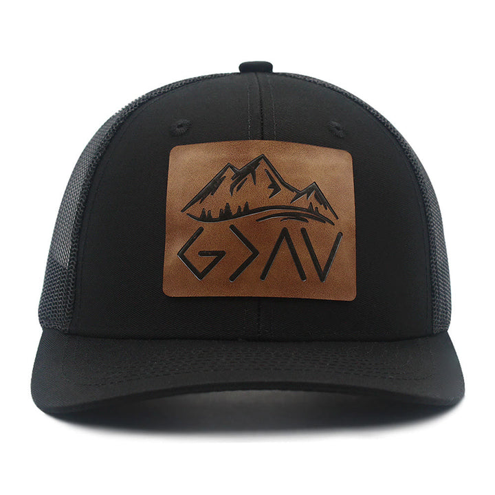 Gorra de camionero ajustable "Dios es más grande que los altibajos"
