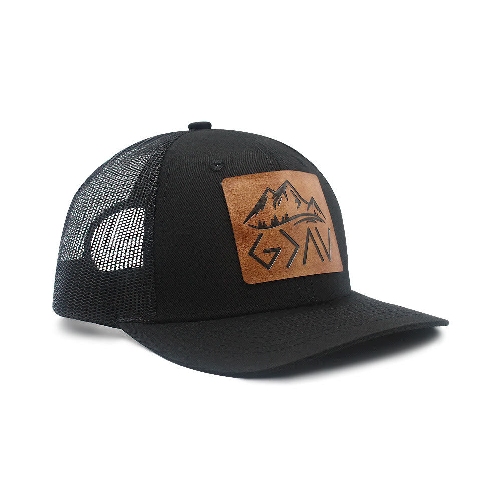 Gorra de camionero ajustable "Dios es más grande que los altibajos"