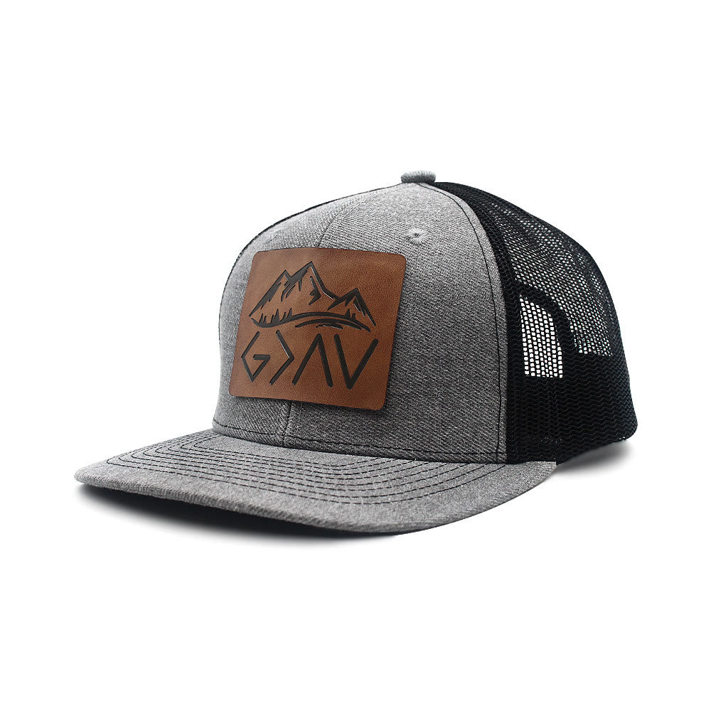 Gorra de camionero ajustable "Dios es más grande que los altibajos"